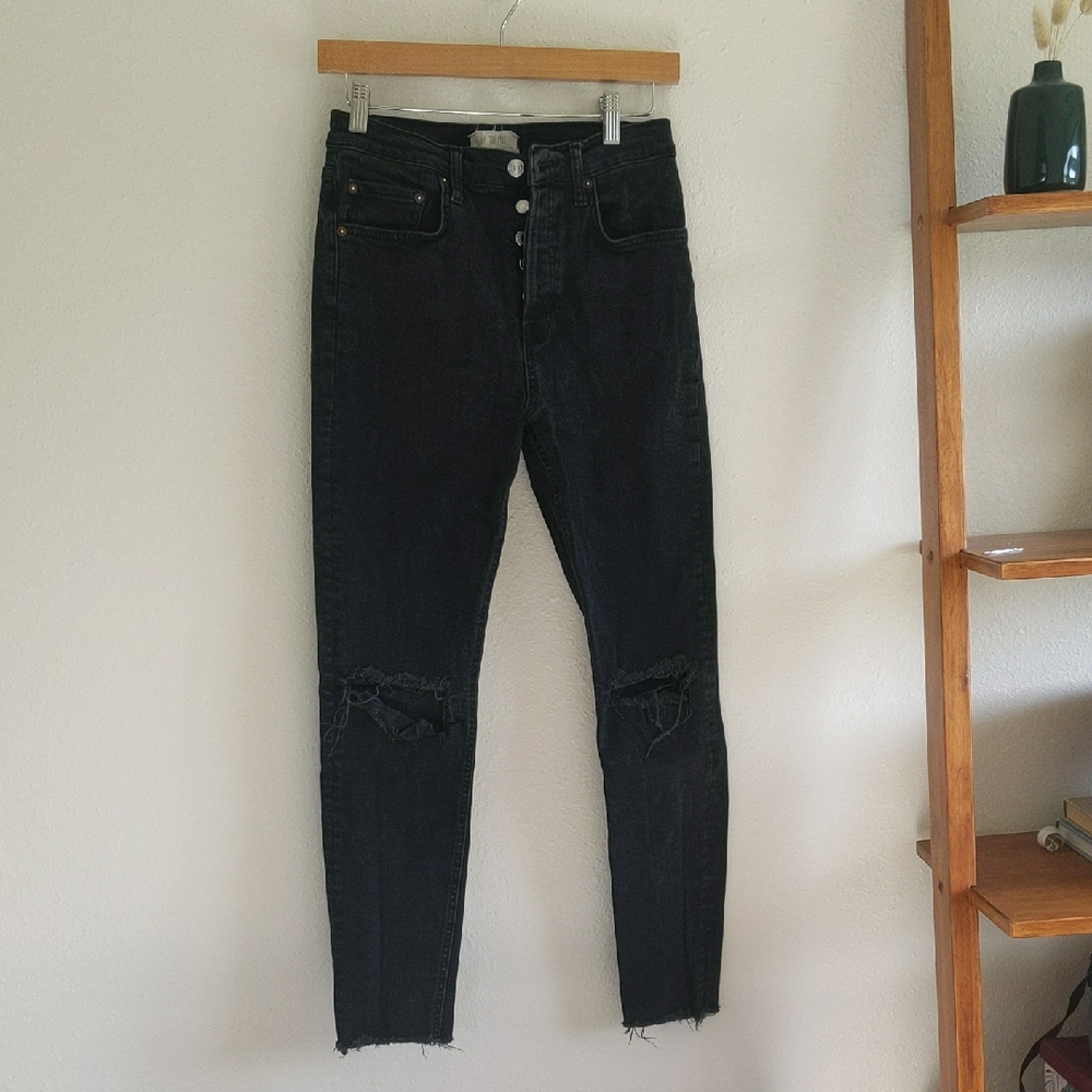 We The Free Stella High Rise Button Fly Raw Hem Black - Sz 29